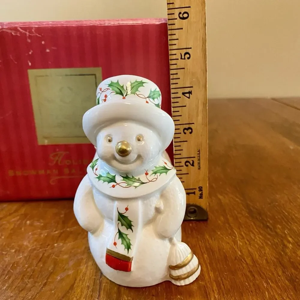 Vintage Lenox Snowman Salt And Pepper Shakers 1998 Christmas In Box Holiday.